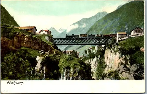 11080 - Schweiz - Göschenen , Dampflokomotive , Brücke - nicht gelaufen