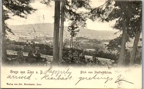 11088 - Oberösterreich - Linz an der Donau , Blick vom Stadtwäldchen - gelaufen