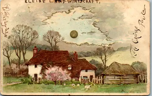11097 - Künstlerkarte - Kleine Landwirtschaft - gelaufen 1909