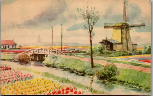 11102 - Künstlerkarte - Windmühle , Landschaft -  1944