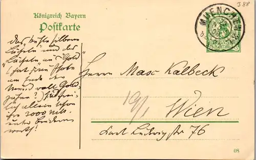 11120 - Deutschland - Ganzsache Königreich Bayern München - Wien - gelaufen 1908