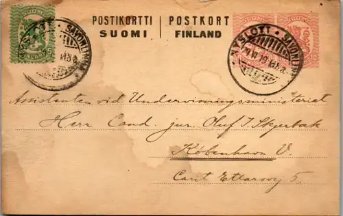 11124 - Finnland - Ganzsache - gelaufen 1919