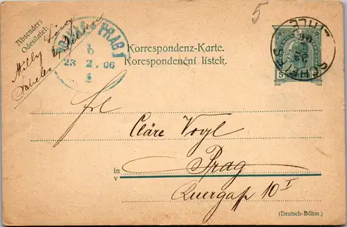 11137 - Tschechische Republik - Ganzsache Prag - gelaufen 1906