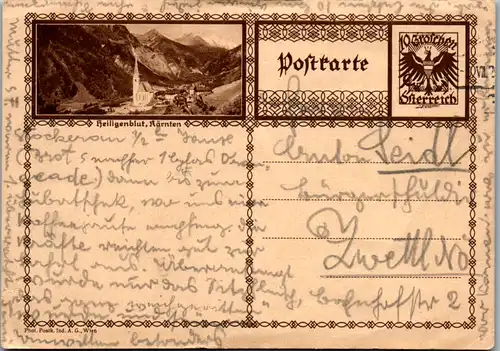 11147 - Österreich - Ganzsache , Postkarte Heiligenblut Kärnten - gelaufen 1929