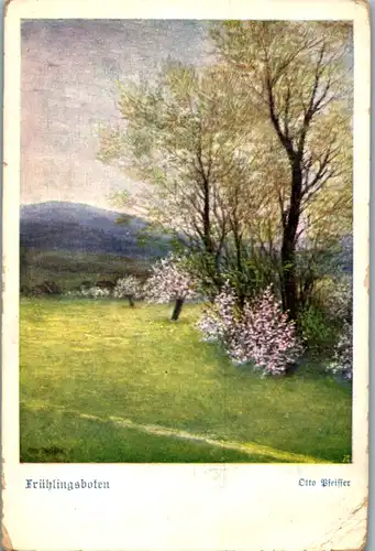 11177 - Künstlerkarte - Frühlingsboten , Otto Pfeiffer , Deutscher Schulverein - gelaufen 1924