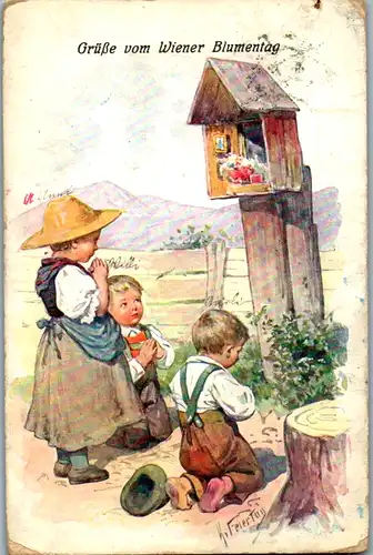 11178 - Künstlerkarte - Gruß vom Wiener Blumentag , signiert K. Feiertag - gelaufen