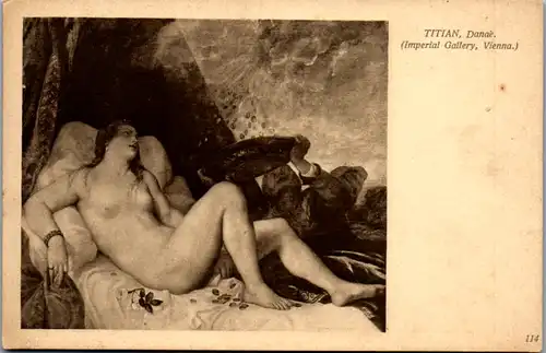 11180 - Künstlerkarte - Titian , Danae , Imperial Gallery Vienna - nicht gelaufen 1914