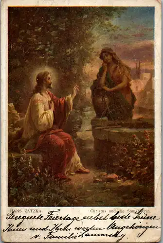 11181 - Künstlerkarte - Christus und die Samariterin , Hans Zatzka - gelaufen 1909