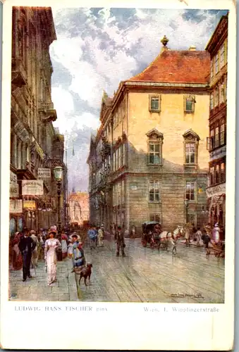 11184 - Künstlerkarte - Wien , Wipplingerstraße , signiert Ludwig Hans Fischer - nicht gelaufen