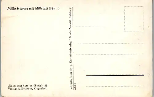 11185 - Künstlerkarte - Kärnten , Millstättersee mit Millstatt , signiert - nicht gelaufen