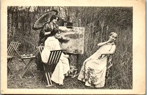 11186 - Künstlerkarte - Drei Frauen , Ch. Scolik , Wien - nicht gelaufen