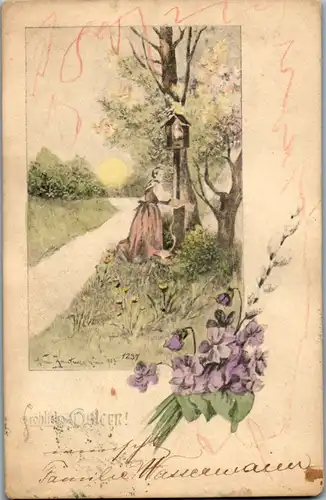 11193 -  - Frohe Ostern , signiert - gelaufen