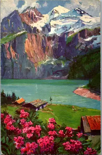 11197 - Künstlerkarte - Schweiz , Oeschinensee , Paolo Kutscha - gelaufen 1952