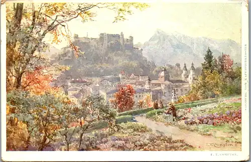 11204 - Künstlerkarte - Salzburg vom Kapuzinerkloster , signiert E. T. Compton - nicht gelaufen