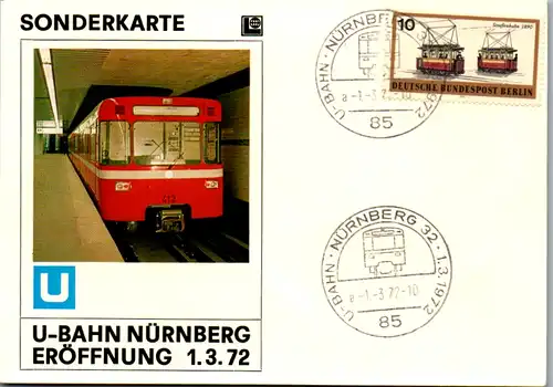 11235 - Deutschland - Nürnberg , Sonderkarte , U-Bahn Eröffnung - nicht gelaufen 1972