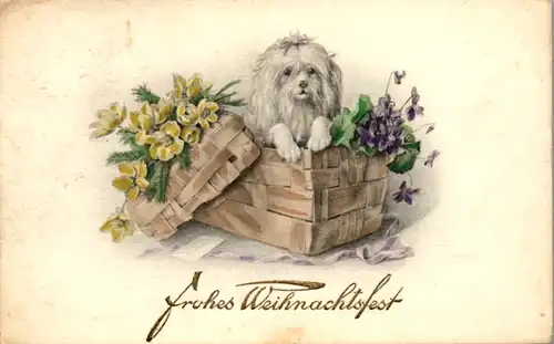 10134 - Wien - Frohes Weihnachtsfest , Hund , Korb - gelaufen 1933