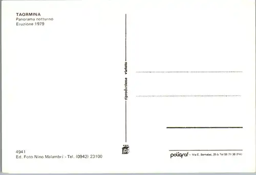 10147 - Italien - Taormina , Panorama notturno , Eruzione 1979 - nicht gelaufen 1979