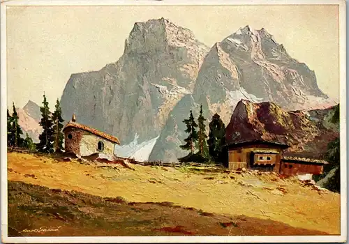 10170 - Künstlerkarte - Arnold , Berglandschaft , Berghütte , signiert - nicht gelaufen
