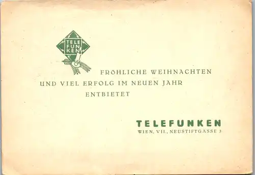 10179 -  - Fröhliche Weihnachten und viel Erfolg im neuen Jahr , Telefunken Wien - nicht gelaufen