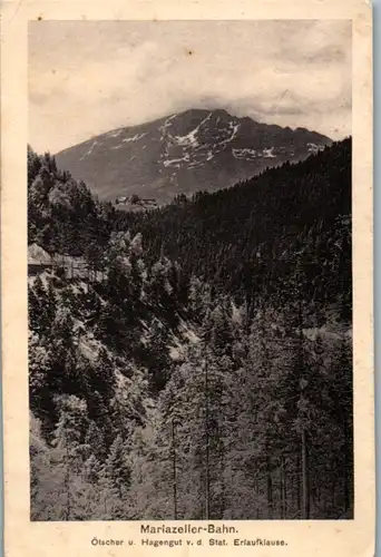 10186 - Niederösterreich - Mariazeller Bahn , Ötscher u. Hagengut v. d. Stat. Erlaufklause - gelaufen 1908