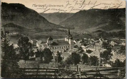 10196 - Steiermark - Mariazell , Panorama - gelaufen 1919