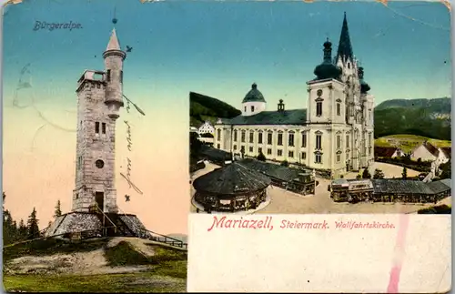 10201 - Steiermark - Mariazell , Bürgeralpe , Wallfahrtskirche - gelaufen 1913