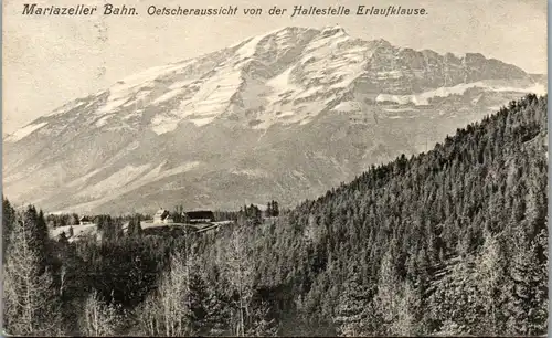10204 - Niederösterreich - Mariazeller Bahn , Ötscher v. d. Haltstelle Erlaufklause - gelaufen 1909/10