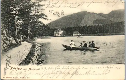 10214 - Steiermark - Erlafsee , Erlaufsee bei Mariazell , Ruderboot , Boot , Hotel Herrenhaus  - gelaufen 1904