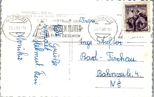 10226 - Steiermark - Mariazell mit Student und Tonion - gelaufen 1953