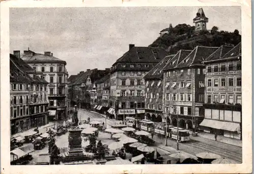 10298 - Steiermark - Graz , Hauptplatz mit Schloßberg - gelaufen 1945