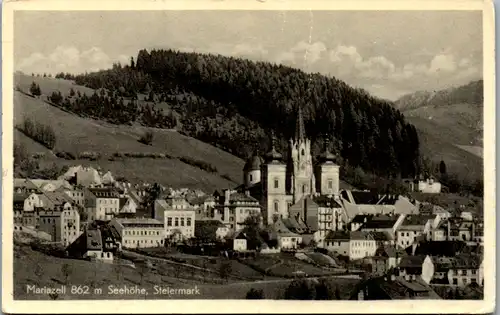 10313 - Steiermark - Mariazell , Übersicht , Basilika - gelaufen 1952