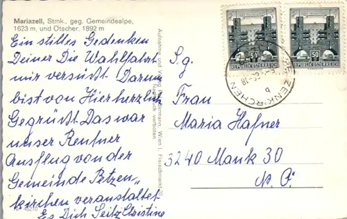 10314 - Steiermark - Mariazell gegen Gemeindealpe und Ötscher , Bus , Kinder  - gelaufen 1966