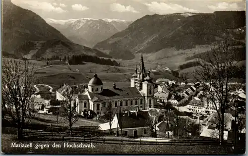 10372 - Steiermark - Mariazell gegen den Hochschwab , Hotel Lang Goldkreuz Druck - gelaufen 1933