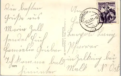 10374 - Steiermark - Mariazell , Marienfall , Gnadenaltar , Walster , Wallfahrtskirche , Mehrbildkarte - gelaufen 1951