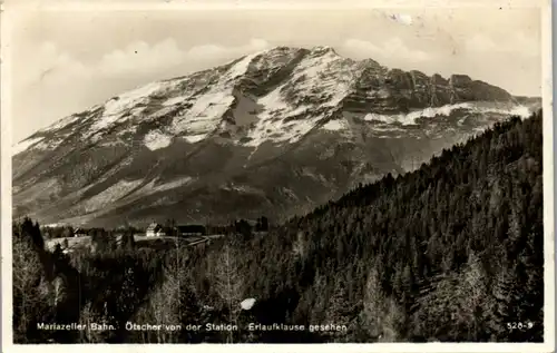 10380 - Niederösterreich  - Mariazeller Bahn , Ötscher von der Station Erlaufklause gesehen - nicht gelaufen 1929/30