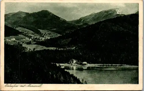 10382 - Steiermark - Mariazell , Erlaufsee mit Mariazell , Hotel Herrenhaus - gelaufen 1921