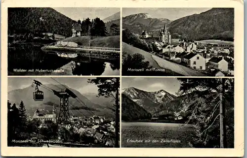 10383 - Steiermark - Mariazell , Walster mit Hubertuskapelle , Schwebebahn , Tonion , Zellerhüten , Mehrbildkarte - gelaufen 1959