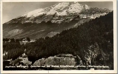 10389 - Niederösterreich  - Jagdhaus am Hagen , Ötscher von der Station Erlaufklause gesehen , Mariazellerbahn - gelaufen 1929