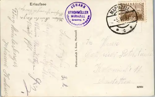 10407 - Steiermark - Erlaufsee bei Mariazell , Ruderboot , Johann Strohmüller Galanteriewaren Stempel - gelaufen 1932