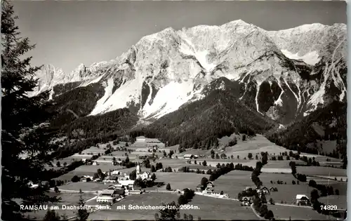 10439 - Steiermark - Ramsau am Dachstein mit Scheichenspitze , Panorama - gelaufen 1968