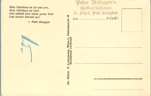 10442 - Steiermark - Krieglach , Alpl , Peter Rosegger Geburtshaus gegen Hochwechsel , Waldheimat - nicht gelaufen