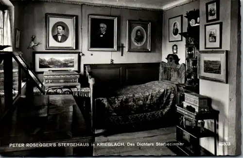 10444 - Steiermark - Krieglach , Peter Rosegger Sterbehaus , Des Dichters Sterbezimmer - nicht gelaufen 1968