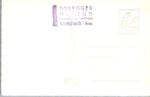 10444 - Steiermark - Krieglach , Peter Rosegger Sterbehaus , Des Dichters Sterbezimmer - nicht gelaufen 1968