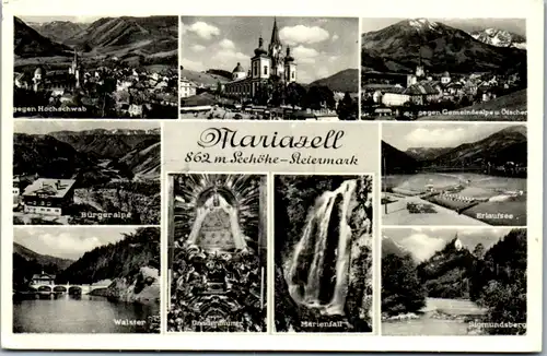 10448 - Steiermark - Mariazell , Walster , Bürgeralpe , Erlaufsee , Sigmundsberg , Hochschwab , Mehrbildkarte - gelaufen 1959