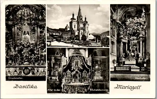 10454 - Steiermark - Mariazell , Basilika , Gnadenaltar , Hochaltar , Altar in der Schatzkammer - gelaufen 1954