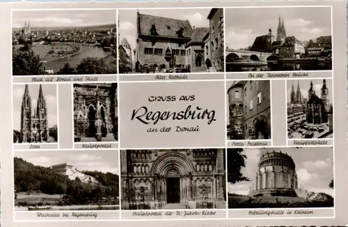 11264 - Deutschland - Regensburg , Dom , altes Rathaus , an der steinernen Brücke , Mehrbildkarte - nicht gelaufen