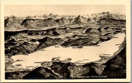 11281 - Kärnten - Wörthersee Panorama , Landkarte - nicht gelaufen 1933
