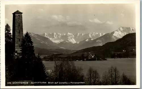 11283 - Kärnten - Wörthersee , Schrotturm , Blick auf Loretto und Karawanken - nicht gelaufen 1929