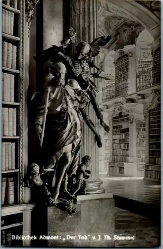 11303 - Steiermark - Admont , Bibliothek , Der Tod von  Josef Thaddäus Stammel , Totenkopf Skulptur - nicht gelaufen 1948