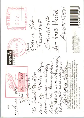 11406 - Irland - Dublin , River Liffey , Wicklow Hills , Brücke - gelaufen 1997